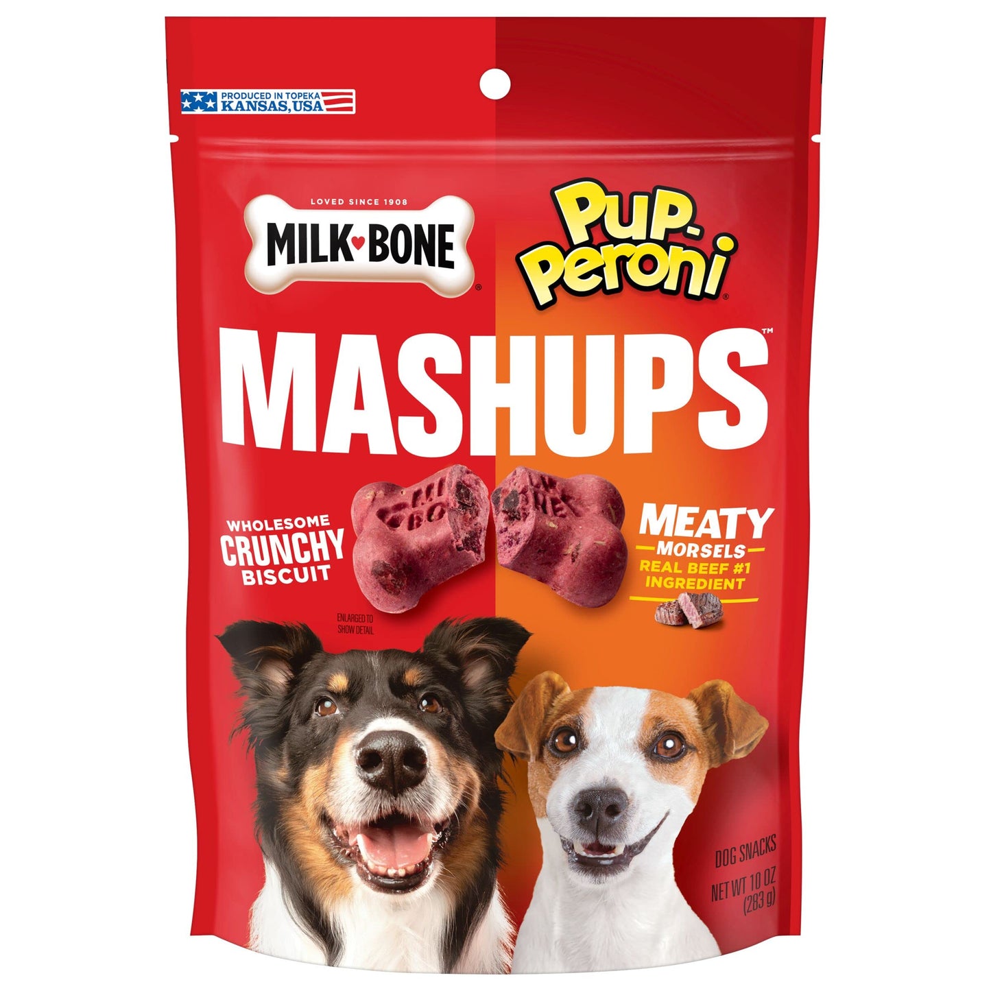 Milk-Bone and Pup-Peroni Mashups Dog Treats 10 Ounce (Pack of 5) Crunchy Biscuit with Meaty Morsels