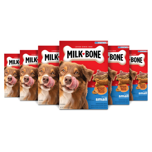 Milk-Bone Peanut Butter Flavor Dog Treats for Small Dogs 24 Ounce (Pack of 6) Crunchy Texture Helps Freshen Breath